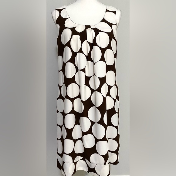 Sunny Leigh Womens 10 Brown/Cream Lg Polka Dot Sleeveless Dress Preppy Classic - Picture 2 of 13